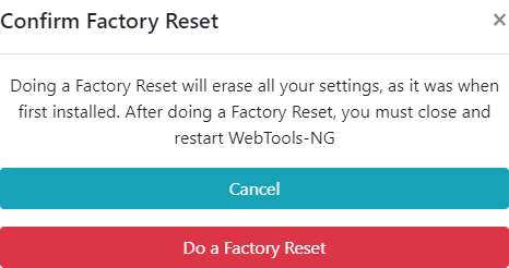 Factory Reset buttons