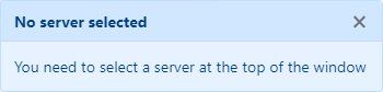 Select Server Warning Message