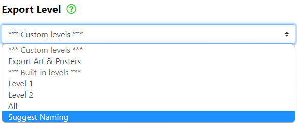 Select an export level